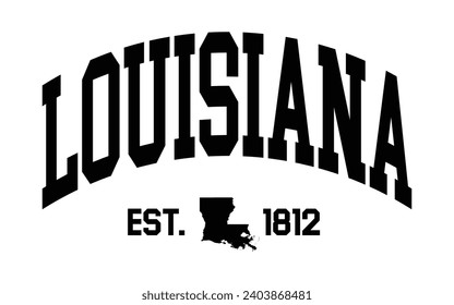 Louisiana typography design with map vector. Editable college t-shirt design printable text effect vector	