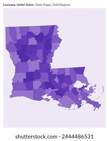 Louisiana, United States. Simple vector map. State shape. Solid Regions style. Border of Louisiana. Vector illustration.
