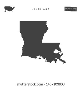 Louisiana US State Blank Vector Map Isolated on White Background. High-Detailed Black Silhouette Map of Louisiana.