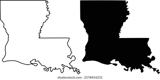 Louisiana U.S. state outine and silhouette icon design