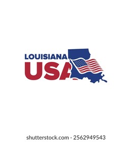 Louisiana USA city logo with city map elements and United States flag for business identity and screen printing on t-shirts, shirts, etc