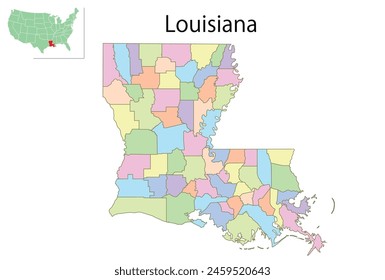 Louisiana USA Map Colorful Icons