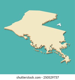 Louisiana USA Map Three Dimensional Vector