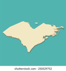 Louisiana USA Map Three Dimensional Vector