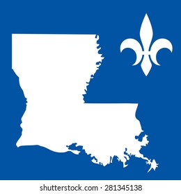 Louisiana USA State map. Fleur de lis symbol. logo template icon vector