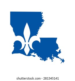 Louisiana USA State map. Fleur de lis symbol. logo template icon vector