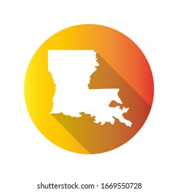 Louisiana, USA Symbol Map Icon Round. Flat Vector Art Design with Shadow. Gradient Color Banner.