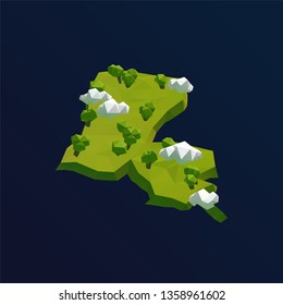 Louisiana Vector Low Poly 3D Cartoon Map