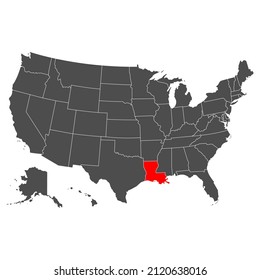 Louisiana vector map. High detailed illustration. Country of the United States of America. Flat style. Vector illustration