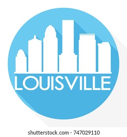 Louisville Kentucky, Skyline Button Icon Round Flat Vector Art Design Color Background Logo.