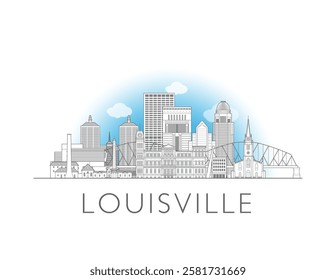 Louisville, Kentucky skyline cityscape vector illustration