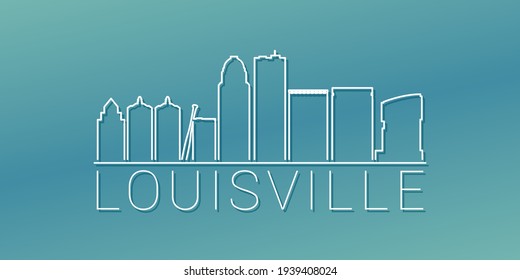 Louisville, KY, USA Skyline Linear Design. Flat City Illustration Minimal Clip Art. Background Gradient Travel Vector Icon.