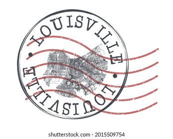 Louisville, KY, USA Stamp Map Postal. Silhouette Seal Roads and Streets. Passport Round Design. Vector Icon. Design Retro Travel National Symbol.