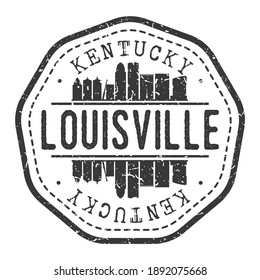 Louisville, KY, USA Stamp Skyline Postmark. Silhouette Postal Passport. City Round Vector Icon. Vintage Postage Design.