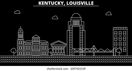 Louisville silhouette skyline. USA - Louisville vector city, american linear architecture, buildings. Louisville travel illustration, outline landmarks. USA flat icon, american line banner