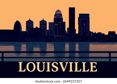 O horizonte de Louisville brilha intensamente a partir do Riverwalk, oferecendo uma vista deslumbrante da arquitetura moderna da cidade e uma frente de rio vibrante, tornando-o um local perfeito para um passeio pacífico