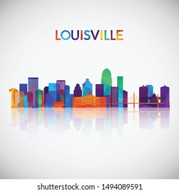 Louisville skyline silhouette in colorful geometric style. Symbol for your design. Vector illustration.