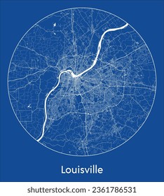 Louisville Estados Unidos Norteamérica Mapa de la ciudad de América del Norte impresión azul Circle vector ilustración