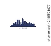 Louisville USA city skyline and cityscape logo. Panorama, US Kentucky black state icon, abstract landmarks, skyscraper, buildings. United States of America isolated graphic, vector flat