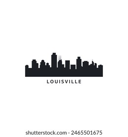 Louisville USA city skyline and cityscape logo. Panorama, US Kentucky black state icon, abstract landmarks, skyscraper, buildings. United States of America isolated graphic, vector flat