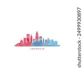 Louisville , USA, Kentucky state watercolor cityscape skyline city panorama vector flat modern logo, icon. United States of America emblem with landmarks and buildings. Isolated colorful graphic