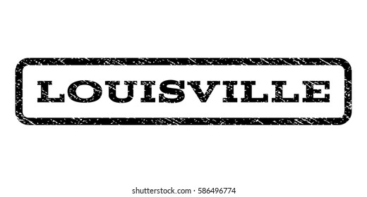 Louisville watermark stamp. Text caption inside rounded rectangle frame with grunge design style. Rubber seal stamp with unclean texture. Vector black ink imprint on a white background.