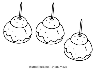 Loukoumades Line Art Hand Drawing Greek Dessert Artwork Design