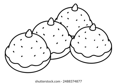 Loukoumades Line Art Traditional Greek Dessert Hand Drawn Design