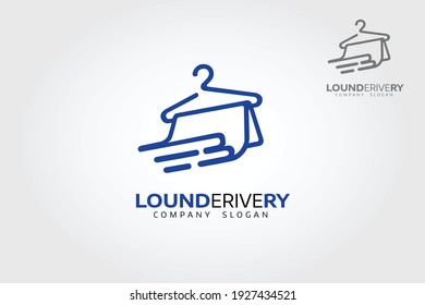 Lounderyvery Vector Logo Template. Very Fast And High-quality Delivery Of Linen, Dry Cleaning, Laundry. The Concept Is Very Distinctive, Simple And Memorable. 