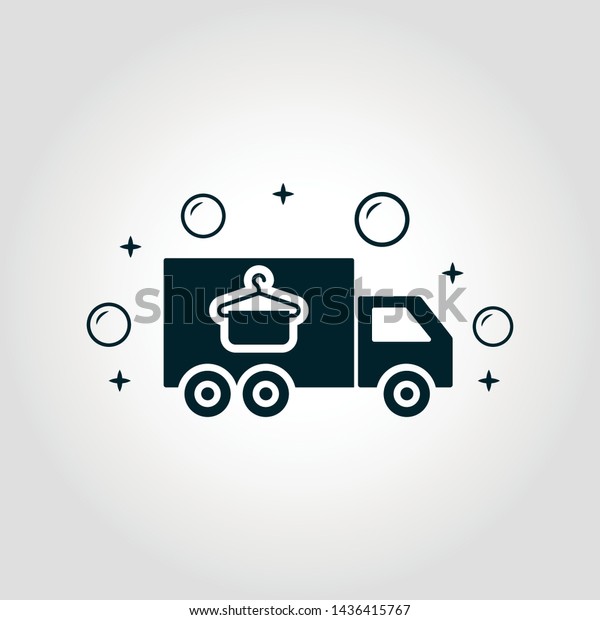 Loundry Delivery icon. Monochrome style design from\
cleaning icons collection. Symbol of loundry delivery isolated\
icon