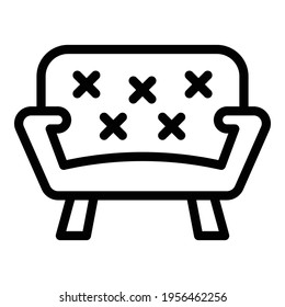 Icono de salón. Icono de vector de área de salón de esquema para diseño web aislado en fondo blanco
