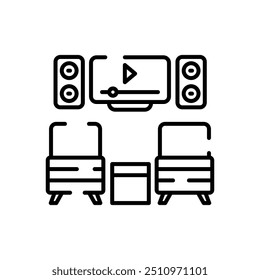 Lounge Area Outline Icon, Vector illustration