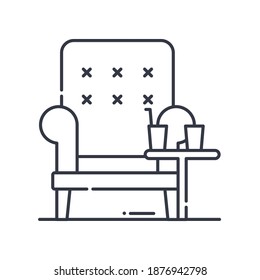 Lounge armchair icon, linear isolated illustration, thin line vector, web design sign, outline concept symbol with editable stroke on white background.