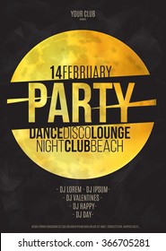 Lounge bar party poster vector background with moon