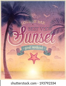 Lounge Bar poster. Vector illustration.