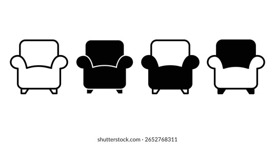 Ícones da cadeira de descanso Definir design minimalista Conjuntos de ilustração de design de vetor de cores preto e branco