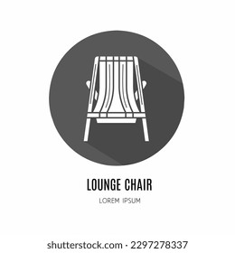 Lounge chair logo. Illustration of lounge chair in flat. Stock vector.