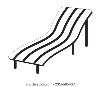 Lounge chair at pool flat monochrome isolated vector object. Outdoor furniture. Deck chair. Editable black and white line art drawing. Simple outline spot illustration for web graphic design