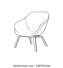 Lounge Chairs, Simple Outline Illustration, Isolated Vector