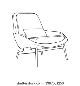 Lounge Chairs, Simple Outline Illustration, Isolated Vector