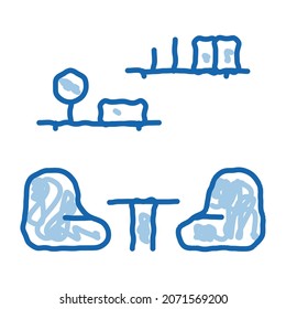 Lounge with Chairs sketch icon vector. Hand drawn blue doodle line art Lounge with Chairs sign. isolated symbol illustration