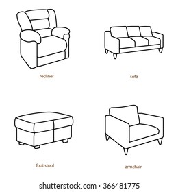 Lounge chairs vector icons