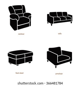 Lounge chairs vector icons