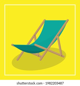 Lounge deck chair, vector illustration, beach vacation, summertime illustrations, cartoon deck chair, beach chair. isolated background vector flat design.