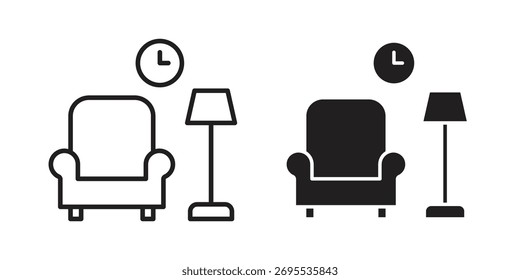 Sammlung von Lounge-Symbolillustrationen. bearbeitbare Konturlinie und flacher Stil