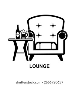 Lounge-Symbol einzeln auf Vektorgrafik-Hintergrund.