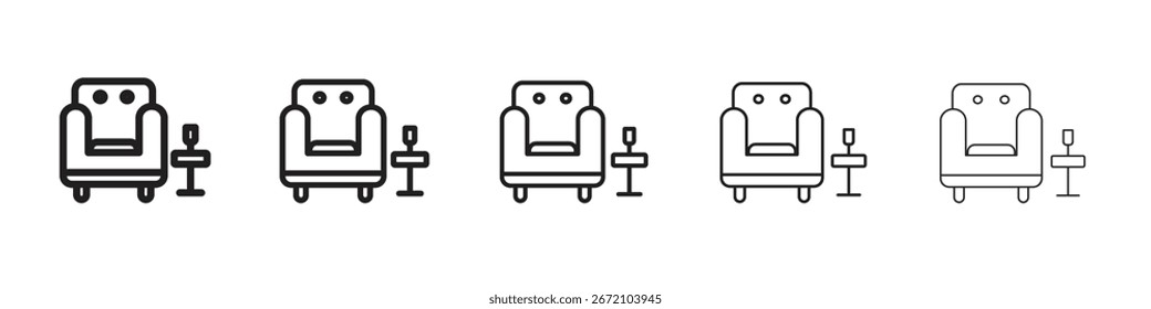 Lounge-Symbol Linie Kunstvektorsammlung auf weißem Hintergrund