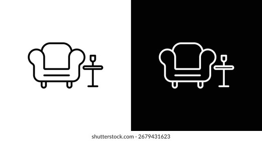 Línea de iconos de salón para Web, móvil e infografía.