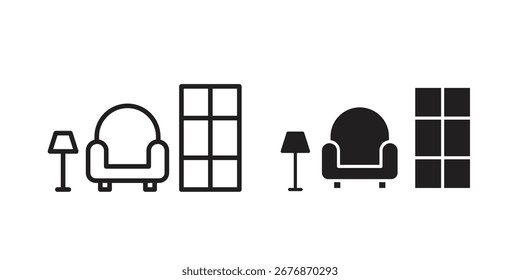 Icono de salón sobre fondo blanco. icono establecido en contorno negro y relleno