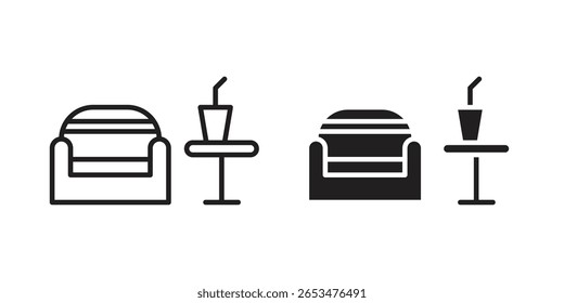Lounge icon, outline vector sign, linear and solid style pictogram isolated on white.